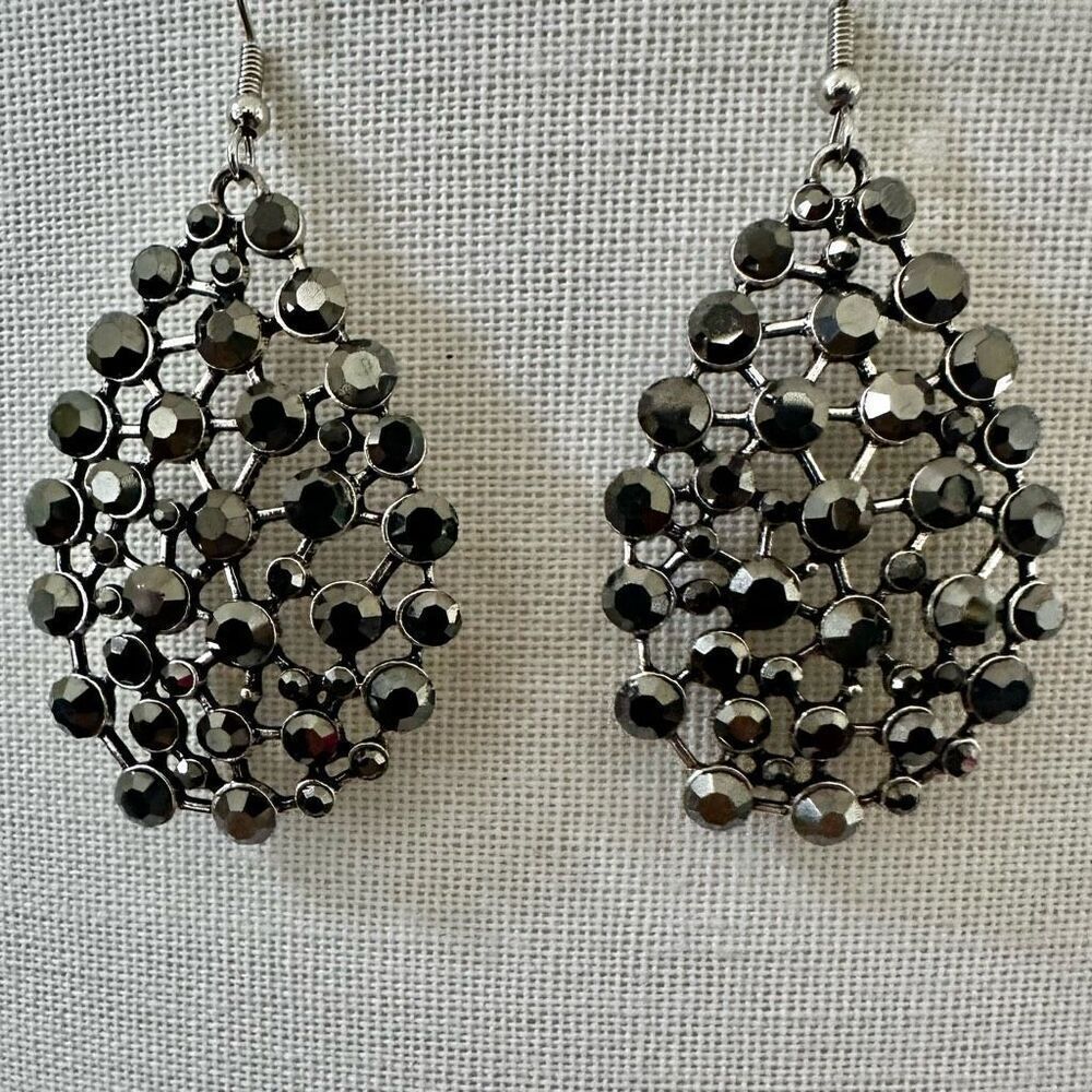 Glam Silver-Tone Teardrop Statement Earrings